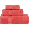 Superior Zero Twist 100% Cotton Towel Set, 3-Piece Set, Extra Soft Bath Towel, Face Towel and Hand Towel, Long-Staple Cotton Towels, Coral