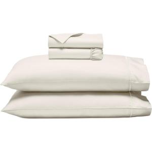SUPERIOR Cotton Blend Bed Sheet Set, Italian Paisley Design, Includes 1 Fully Elastic Deep Pocket Fitted Sheet, 1 Flat Sheet, 2 Pillowcases, Sateen Weave, Full, Grey(Ivory)