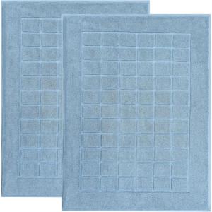 Superior 100% Cotton Bathmat Set, Bath Mat, Bathroom Decor, Shower, Bathtub Essentials, Home Accessories, Washable Rug, Absorbent, Quick Dry, Leo Collection, Set of 2, 22″ x 35″, Eggplant(Denim Blue)