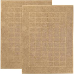 Superior 100% Cotton Bathmat Set, Bath Mat, Bathroom Decor, Shower, Bathtub Essentials, Home Accessories, Washable Rug, Absorbent, Quick Dry, Leo Collection, Set of 2, 22″ x 35″, Eggplant(Latte)