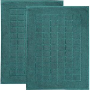 Superior 100% Cotton Bathmat Set, Bath Mat, Bathroom Decor, Shower, Bathtub Essentials, Home Accessories, Washable Rug, Absorbent, Quick Dry, Leo Collection, Set of 2, 22″ x 35″, Eggplant(Teal)