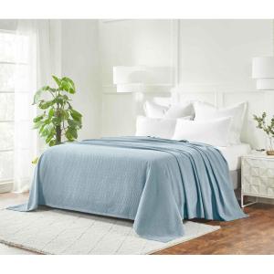 Superior 100% Cotton Diamond Weave Blanket, Perfect for Bedroom, Living Room, Couch, Picnics, Travel, Beach, or Camping, Comfy Blanket, Bedroom Decor, Essentials, Cover for Bed, Full/Queen, Aqua(Aqua – Z)