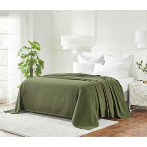 Superior 100% Cotton Diamond Weave Blanket, Perfect for Bedroom, Living Room, Couch, Picnics, Travel, Beach, or Camping, Comfy Blanket, Bedroom Decor, Essentials, Cover for Bed, Full/Queen, Aqua(Forest Green – Z)