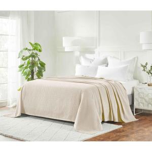 Superior 100% Cotton Diamond Weave Blanket, Perfect for Bedroom, Living Room, Couch, Picnics, Travel, Beach, or Camping, Comfy Blanket, Bedroom Decor, Essentials, Cover for Bed, Full/Queen, Aqua(Ivory – Z)