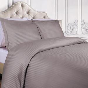 Superior 100% Egyptian Cotton 300 Thread Count Striped Duvet Cover Set, Sateen Weave, 1 Duvet Cover with Button Closure, 1 Pillow Sham, Lightweight Bedding, King/California King, Hunter Green(Grey)