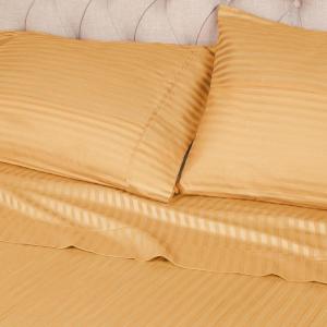Superior 100% Egyptian Cotton 300 Thread Count Striped Duvet Cover Set, Sateen Weave, 1 Duvet Cover with Button Closure, 1 Pillow Sham, Lightweight Bedding, King/California King, Hunter Green(Gold – Z)