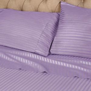 Superior 100% Egyptian Cotton 300 Thread Count Striped Duvet Cover Set, Sateen Weave, 1 Duvet Cover with Button Closure, 1 Pillow Sham, Lightweight Bedding, King/California King, Hunter Green(Lavender – Z)