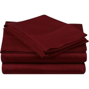 Superior 100% Premium Combed Cotton, Deep-Fitting Pocket Soft and Smooth 3 Piece Sheet and Pillowcase Cover Set, Twin XL – Light Blue(Burgundy)