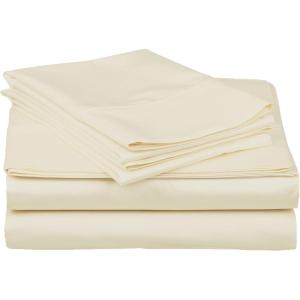 Superior 100% Premium Combed Cotton, Deep-Fitting Pocket Soft and Smooth 3 Piece Sheet and Pillowcase Cover Set, Twin XL – Light Blue(Ivory)