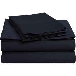 Superior 100% Premium Combed Cotton, Deep-Fitting Pocket Soft and Smooth 3 Piece Sheet and Pillowcase Cover Set, Twin XL – Light Blue(Navy Blue)