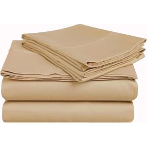 Superior 100% Premium Combed Cotton, Deep-Fitting Pocket Soft and Smooth 3 Piece Sheet and Pillowcase Cover Set, Twin XL – Light Blue(Tan)