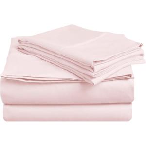 Superior 100% Premium Combed Cotton, Deep-Fitting Pocket Soft and Smooth 4 Piece Sheet and Pillowcase Cover Set, Queen – Pink