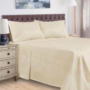 Superior 400 Thread Count Egyptian Cotton Material Sheets, Modern Solid Deep Pocket Soft Bed Sheet Set, Includes: One Flat Sheet, Two Fitted Sheet and Two Pillowcases, Split King, Burgundy(Ivory)