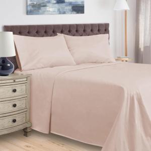 Superior 400 Thread Count Egyptian Cotton Material Sheets, Modern Solid Deep Pocket Soft Bed Sheet Set, Includes: One Flat Sheet, Two Fitted Sheet and Two Pillowcases, Split King, Burgundy(Pink)