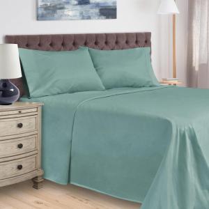 Superior 400 Thread Count Egyptian Cotton Material Sheets, Modern Solid Deep Pocket Soft Bed Sheet Set, Includes: One Flat Sheet, Two Fitted Sheet and Two Pillowcases, Split King, Burgundy(Teal)
