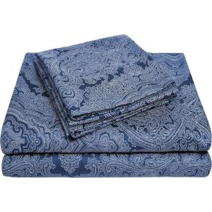 Superior 600 Thread Count Cotton Blend Bed Sheet Set, Includes 1 Fully Elastic Deep Pocket Fitted Sheet, 1 Flat Sheet, 2 Pillowcases, Sateen Weave, Queen, Sage(Navy Blue)