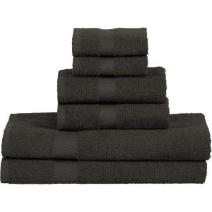 Superior 6-Piece Cotton Assorted Towel Set, Includes 2 Face/Washcloths, 2 Hand, and 2 Bath Towels, Home, Bathroom, Guest Bath Essentials, Quick Dry, Absorbent, Franklin Collection, Latte(Black)