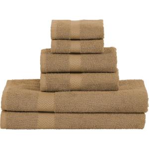 Superior 6-Piece Cotton Assorted Towel Set, Includes 2 Face/Washcloths, 2 Hand, and 2 Bath Towels, Home, Bathroom, Guest Bath Essentials, Quick Dry, Absorbent, Franklin Collection, Latte(Latte)
