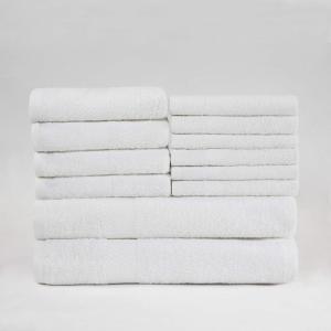 Superior Bath Towels Set 12 Piece, 100% Cotton Highly Absorbent Quick Drying Towels, Premium Towels for Hotel, Washcloths Bathroom 6 Face Towels 4 Hand Towels 2 Bath Towels, Franklin Collection, Ivory(White)