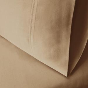 Superior Combed Cotton, 300 Thread Count Soft and Smooth 2 Piece Pillowcases, Standard, Solid Tan(Tan)