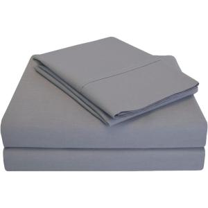 Superior Cotton Percale Deep Pocket Sheet Set, Queen, Burgundy, 4-Pieces(Gray)