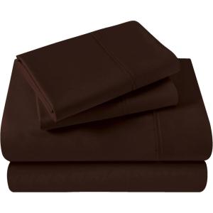 Superior Egyptian Cotton 400 Thread Count Bed Sheet Set, 1 Elastic Deep Pocket Fitted Sheet, 1 Flat Sheet, 1 Pillowcase, Soft Bedding, Luxury Sheets, Sateen Weave, Twin Size, White(Mocha)