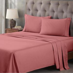 Superior Egyptian Cotton 400 Thread Count Bed Sheet Set, 1 Elastic Deep Pocket Fitted Sheet, 1 Flat Sheet, 1 Pillowcase, Soft Bedding, Luxury Sheets, Sateen Weave, Twin Size, White(Blush)
