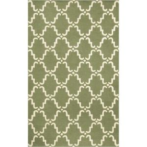 Superior Moroccan Lattice Wool Rug, 100% Wool Pile with Cotton Backing, Hand Hooked & Hand Tufted Luxury Rug, Geometric Trellis Pattern – Navy Blue & White, 5′ x 8′(Sage/Ivory)