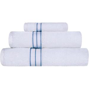 Superior Turkish Cotton Ultra-Plush 3-Piece Towel Set, Ideal for Master Bath, Guest Bathroom, Fast Drying, Shower, Spa, Face/Washcloths, Hand, Bath Towels, Absorbent, Home Basics, Light Blue