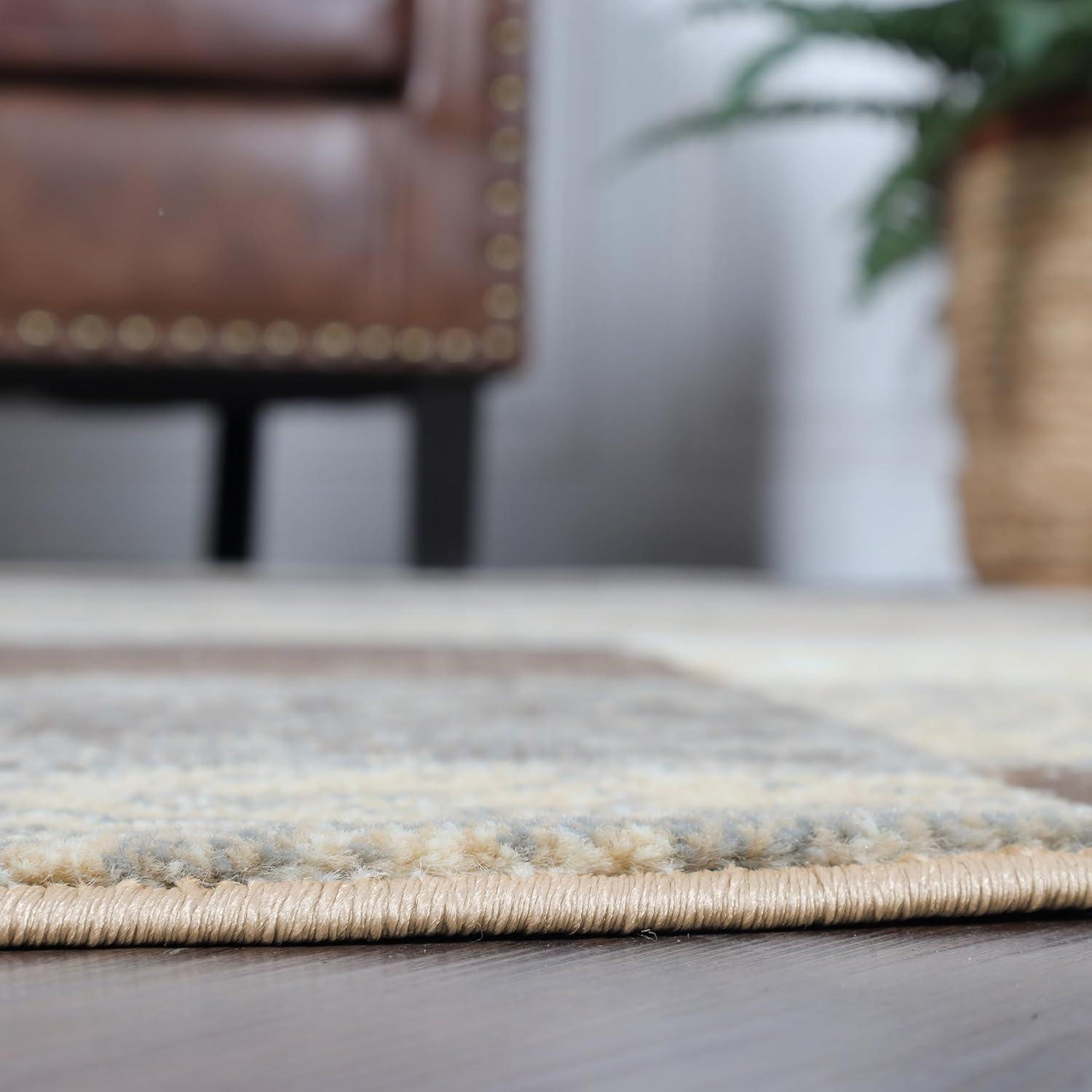 imageSuperior Indoor Area Rug Jute Backing Plush Modern Rugs for Entryway Kitchen Floors Office Floor Cover Color Block Rugs Rockwood Collection 5 Round Slate