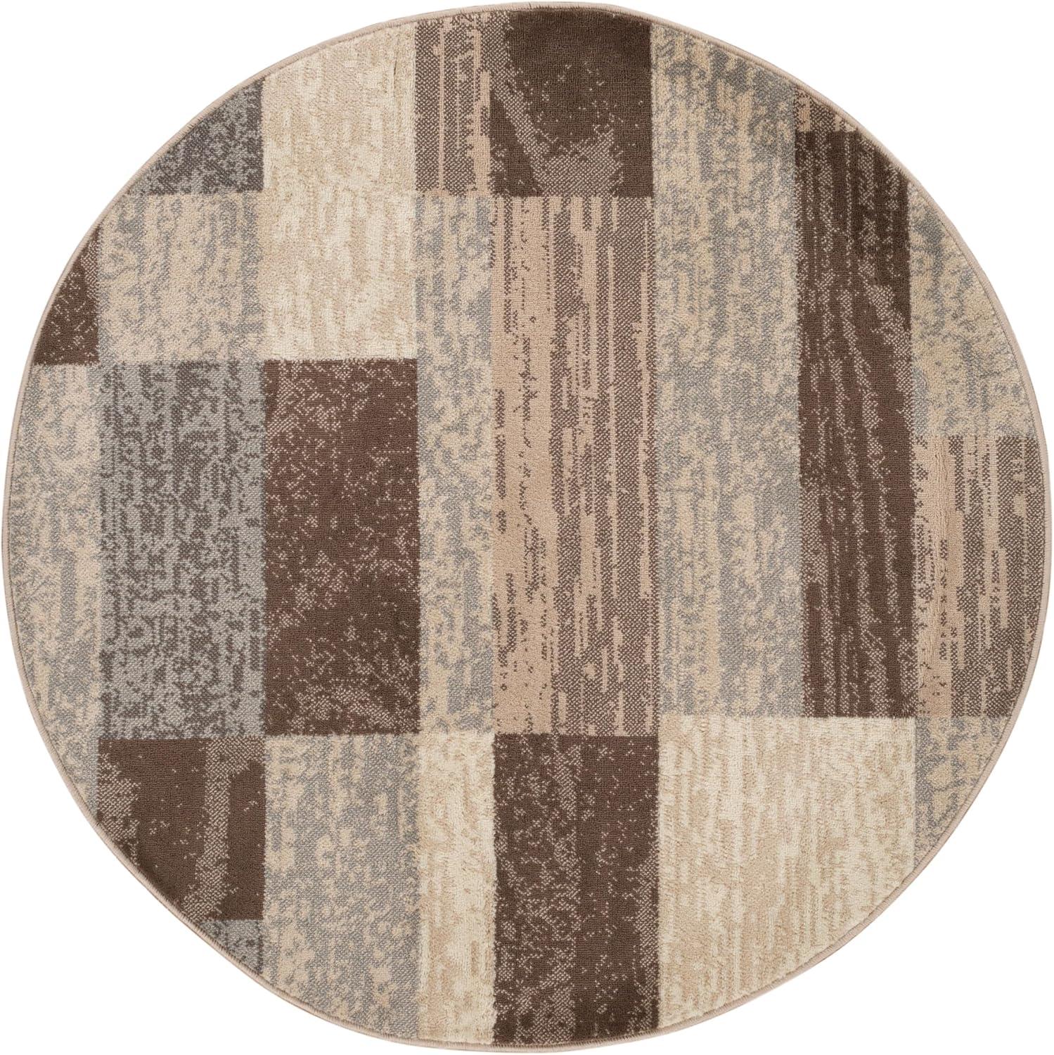 imageSuperior Indoor Area Rug Jute Backing Plush Modern Rugs for Entryway Kitchen Floors Office Floor Cover Color Block Rugs Rockwood Collection 5 Round Slate