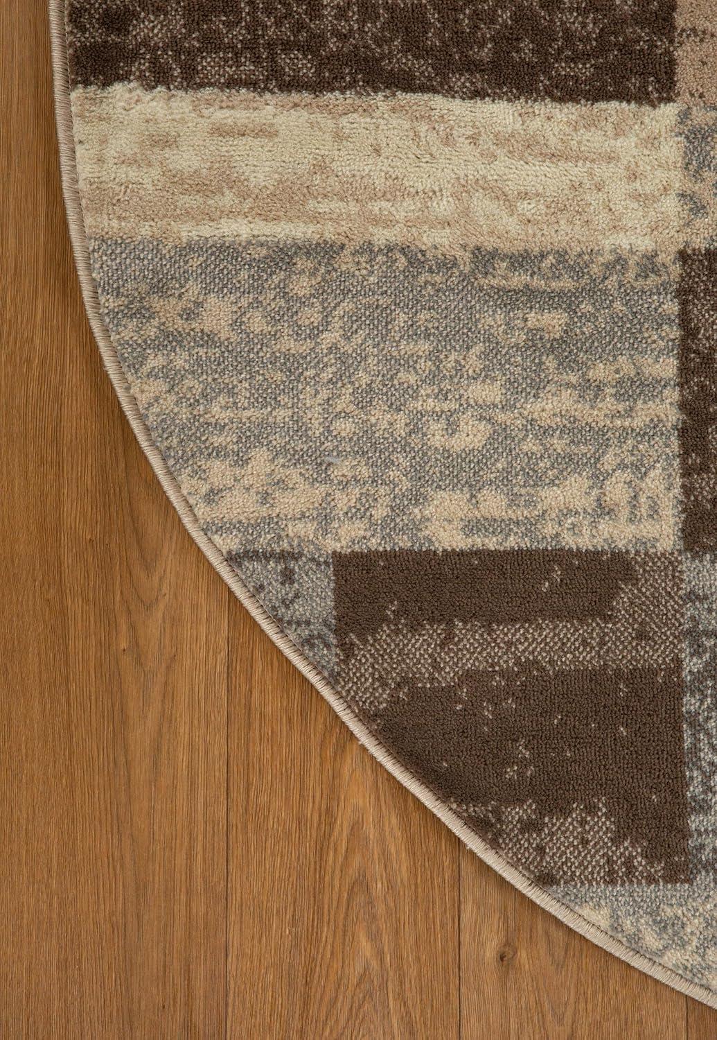 imageSuperior Indoor Area Rug Jute Backing Plush Modern Rugs for Entryway Kitchen Floors Office Floor Cover Color Block Rugs Rockwood Collection 5 Round Slate