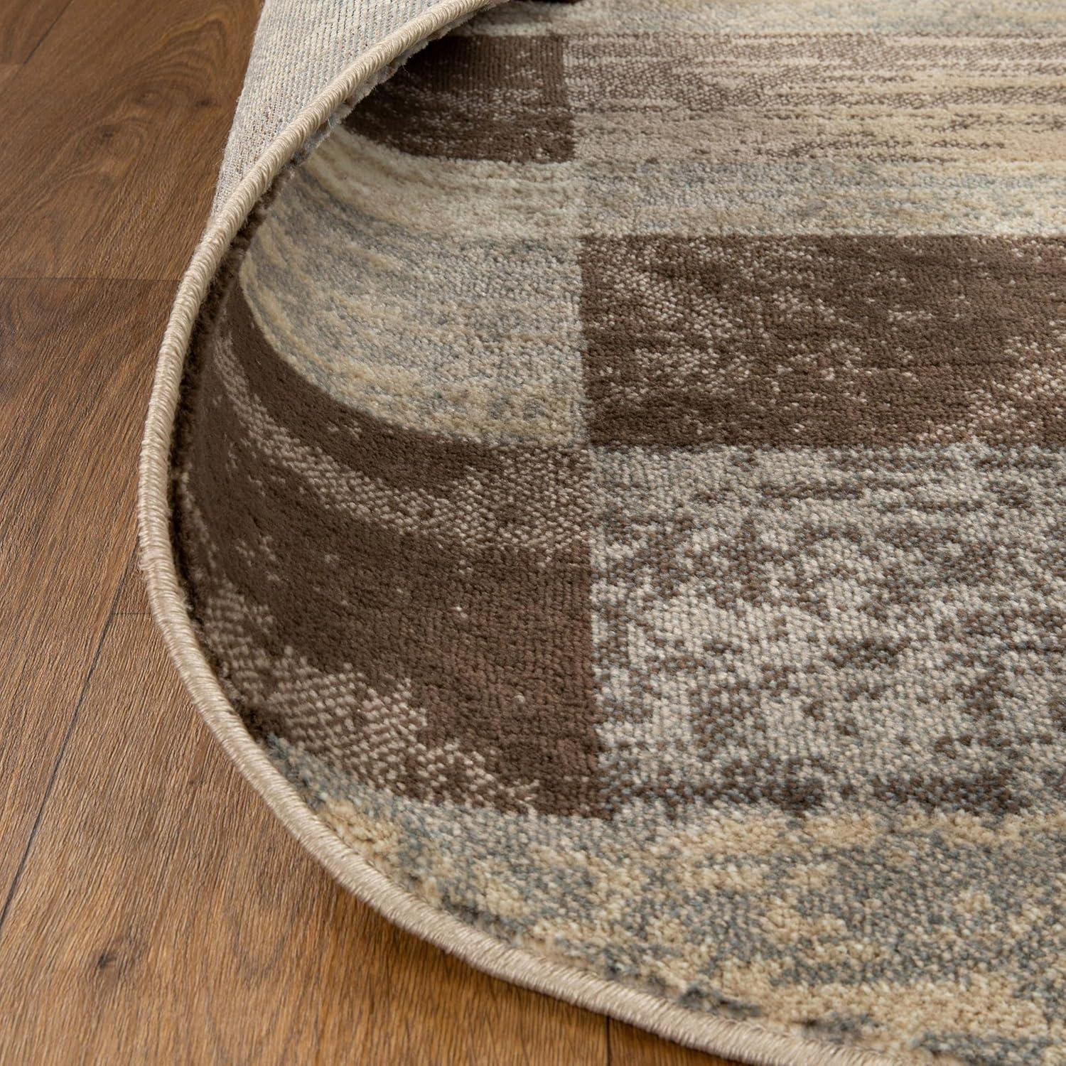 imageSuperior Indoor Area Rug Jute Backing Plush Modern Rugs for Entryway Kitchen Floors Office Floor Cover Color Block Rugs Rockwood Collection 5 Round Slate