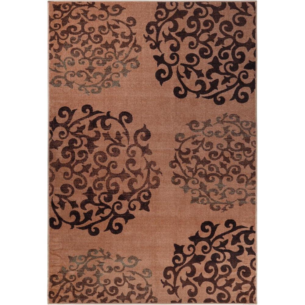 imageSuperior Indoor NonSlip Area Rug Floral Home Floor Decor for Bedroom Living Room Dining Room Entryway Kitchen Office Machine Washable Rugs Amber Collection 5 x 8 IvoryChocolate