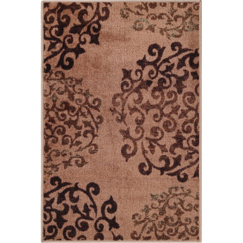 imageSuperior Indoor NonSlip Area Rug Floral Home Floor Decor for Bedroom Living Room Dining Room Entryway Kitchen Office Machine Washable Rugs Amber Collection 5 x 8 IvoryCamel