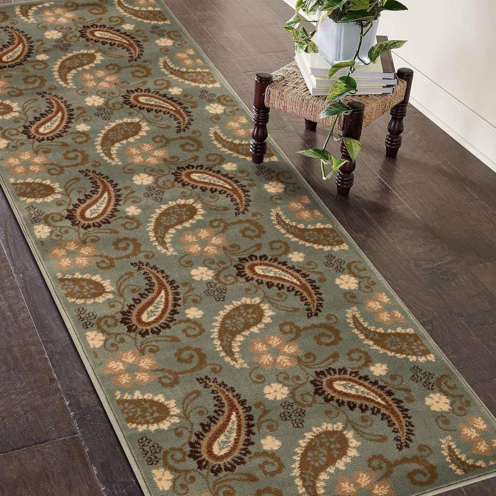imageSuperior Indoor Runner Jute Backing Vintage Farmhouse Paisley Floral Ideal for Entryway Living Room Kitchen Bedroom Hallway Floor Cover Parkway Collection 2 7 x 8 SlateParkway  Slate
