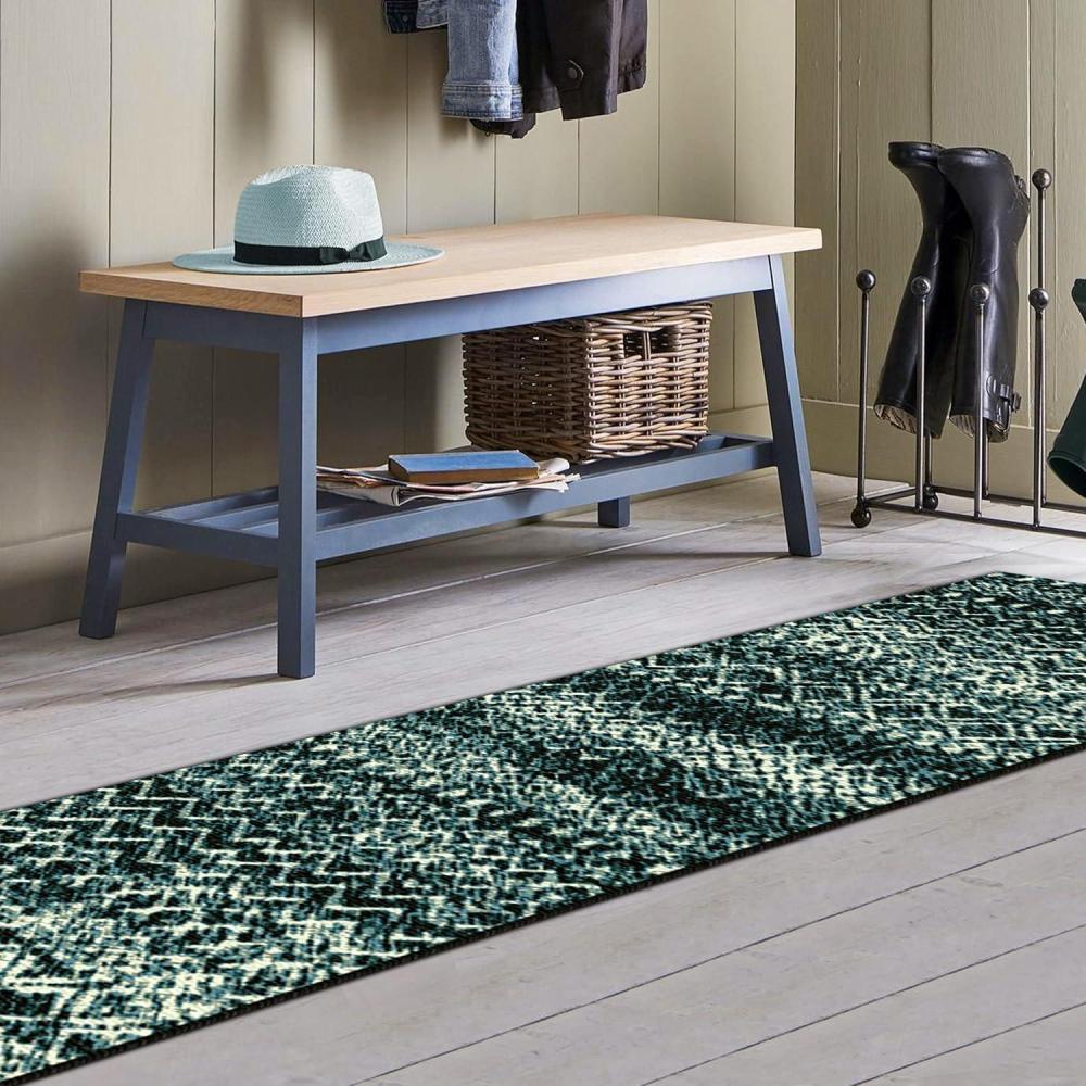 imageSuperior Sunderland Collection Area Rug 10mm Pile Height with Jute Backing Fashionable and Affordable Rugs Distressed Abstract Moroccan Rug Design  5 x 8 Rug Taupe and IvoryBlue Black