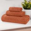 Superior Basketweave Egyptian Cotton 3 Piece Towel Set, Highly Absorbent, Spa Basics, Home Essentials, Jacquard Border, Solid Towels Includes; 1 Bath Towel, 1 Hand Towel, 1 Face Towel, Majestic Purple(Pecan)
