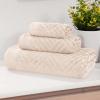Superior Basketweave Egyptian Cotton 3 Piece Towel Set, Highly Absorbent, Spa Basics, Home Essentials, Jacquard Border, Solid Towels Includes; 1 Bath Towel, 1 Hand Towel, 1 Face Towel, Majestic Purple(Ivory)