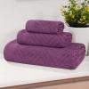 Superior Basketweave Egyptian Cotton 3 Piece Towel Set, Highly Absorbent, Spa Basics, Home Essentials, Jacquard Border, Solid Towels Includes; 1 Bath Towel, 1 Hand Towel, 1 Face Towel, Majestic Purple(Majestic Purple)