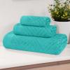 Superior Basketweave Egyptian Cotton 3 Piece Towel Set, Highly Absorbent, Spa Basics, Home Essentials, Jacquard Border, Solid Towels Includes; 1 Bath Towel, 1 Hand Towel, 1 Face Towel, Majestic Purple(Turquoise)