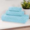 Superior Basketweave Egyptian Cotton 3 Piece Towel Set, Highly Absorbent, Spa Basics, Home Essentials, Jacquard Border, Solid Towels Includes; 1 Bath Towel, 1 Hand Towel, 1 Face Towel, Majestic Purple(Sky Blue)