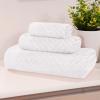 Superior Basketweave Egyptian Cotton 3 Piece Towel Set, Highly Absorbent, Spa Basics, Home Essentials, Jacquard Border, Solid Towels Includes; 1 Bath Towel, 1 Hand Towel, 1 Face Towel, Majestic Purple(White)
