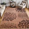 Superior Indoor Non-Slip Area Rug, Floral Home Floor Decor for Bedroom, Living Room, Dining Room, Entryway, Kitchen, Office, Machine Washable Rugs, Amber Collection, 5′ x 8′, Ivory(Chocolate)