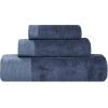 Superior Rayon from Bamboo Blend 3-Piece Towel Set, Luxury Quick Dry, Bathroom Essentials, Shower, Spa, Plush Soft Absorbent Towels, Includes 1 Bath, 1 Hand, 1 Washcloth/Face Towel, Pink(Navy Blue)
