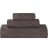 Superior Basketweave Egyptian Cotton 3 Piece Towel Set, Highly Absorbent, Spa Basics, Home Essentials, Jacquard Border, Solid Towels Includes; 1 Bath Towel, 1 Hand Towel, 1 Face Towel, Majestic Purple(Grey)
