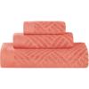 Superior Basketweave Egyptian Cotton 3 Piece Towel Set, Highly Absorbent, Spa Basics, Home Essentials, Jacquard Border, Solid Towels Includes; 1 Bath Towel, 1 Hand Towel, 1 Face Towel, Majestic Purple(Coral)