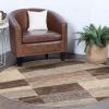Superior Indoor Area Rug, Jute Backing, Plush Modern Rugs for Entryway, Kitchen Floors, Office Floor Cover, Color Block Rugs, Rockwood Collection, 5′ Round, Slate