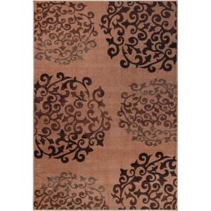 Superior Indoor Non-Slip Area Rug, Floral Home Floor Decor for Bedroom, Living Room, Dining Room, Entryway, Kitchen, Office, Machine Washable Rugs, Amber Collection, 5′ x 8′, Ivory(Chocolate)