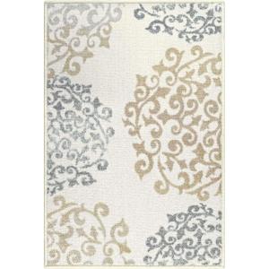 Superior Indoor Non-Slip Area Rug, Floral Home Floor Decor for Bedroom, Living Room, Dining Room, Entryway, Kitchen, Office, Machine Washable Rugs, Amber Collection, 5′ x 8′, Ivory(Ivory)